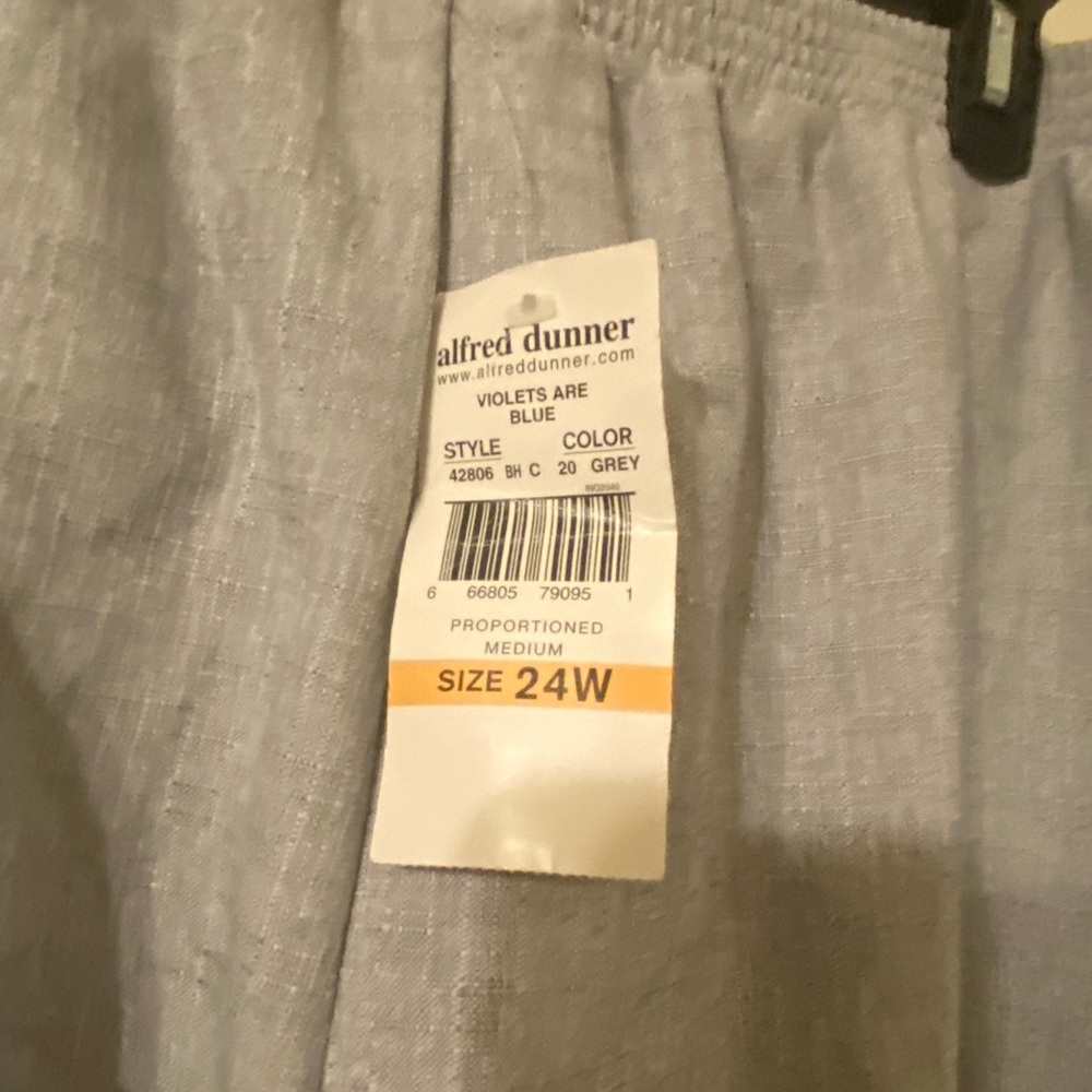 New NOS Alfred Dunner Gray Straight Leg Elastic Waistband Dress‎ Slacks Size 24W - Picture 3 of 3